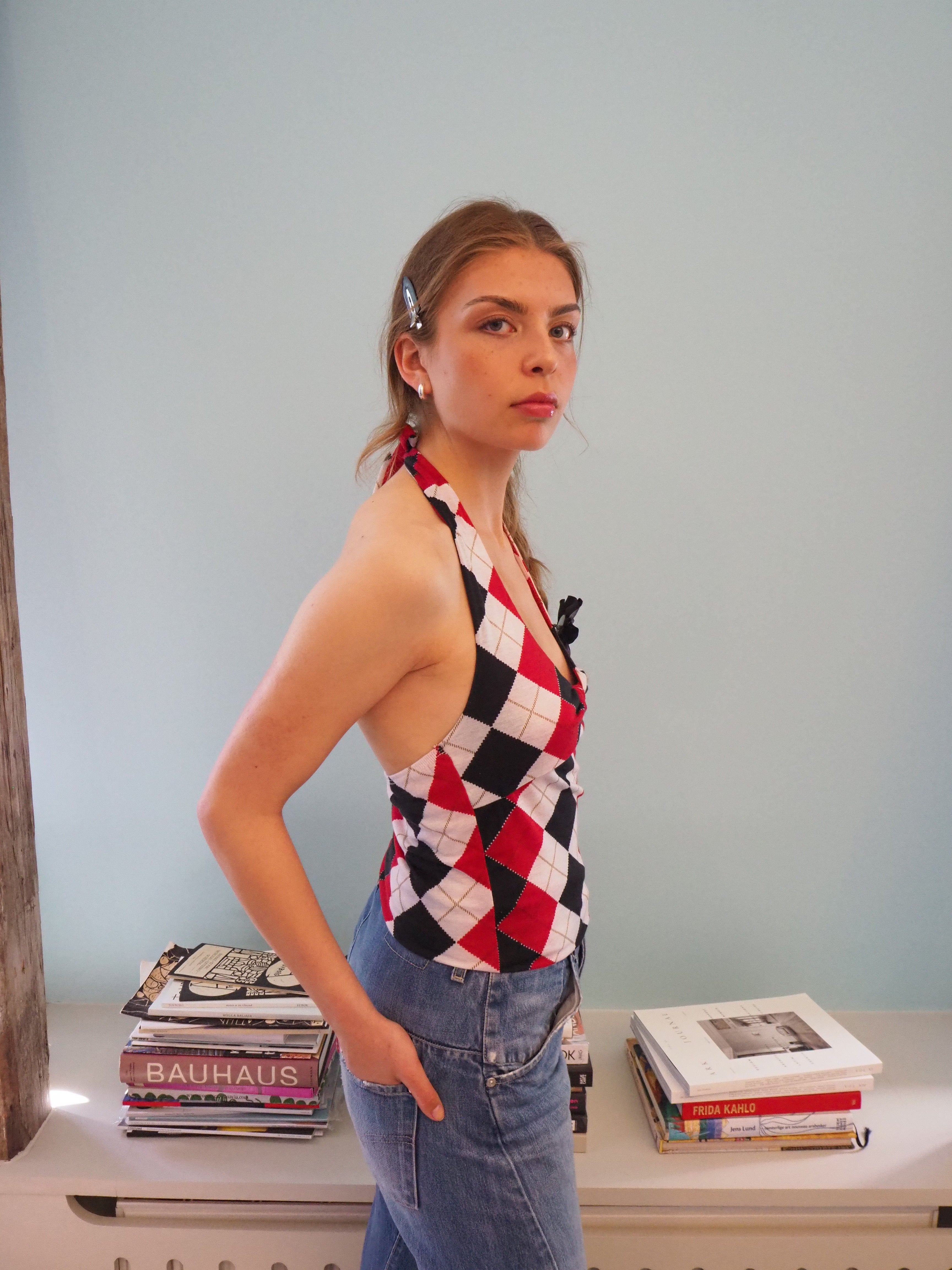 Harlequin halterneck top