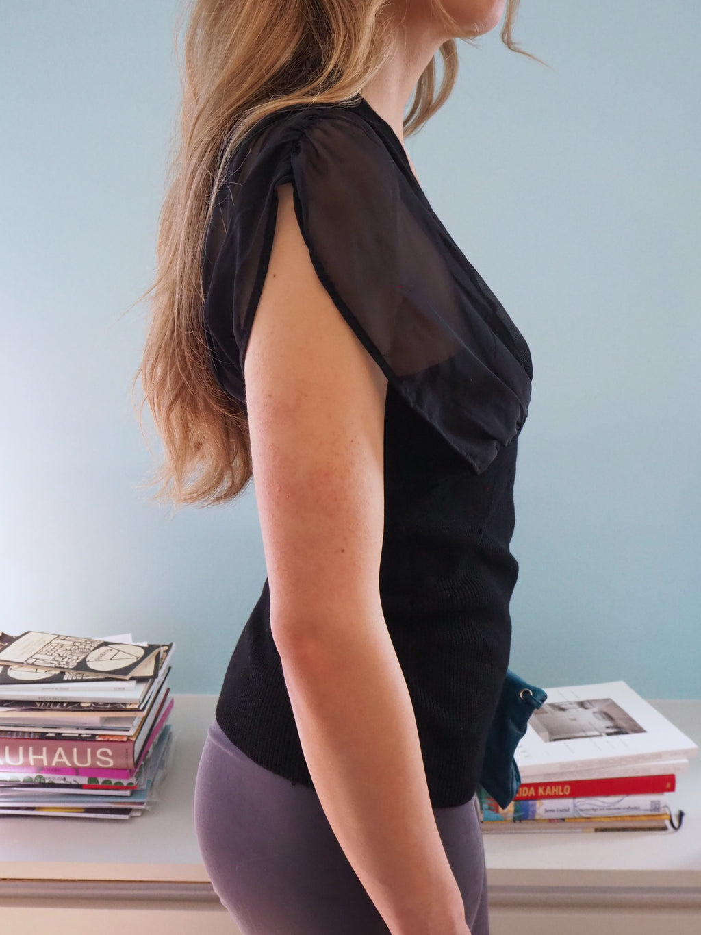 black v-neck top