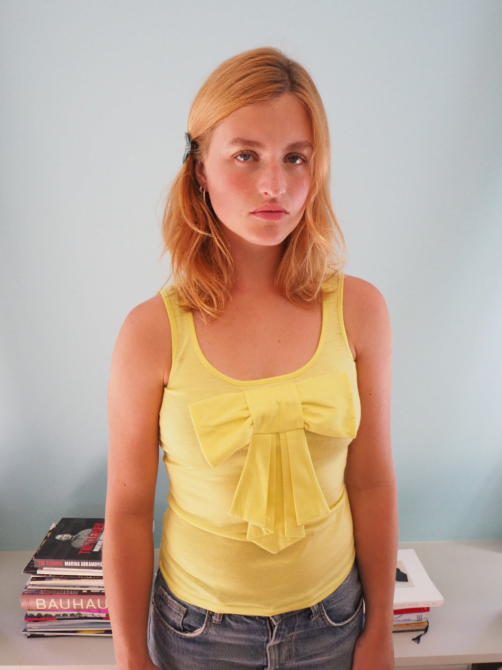 Yellow bow top